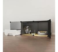 Cat Cage Indoor with Litter Box, Cat Enclosures DIY Cat House Detachable Metal Wire Kitten Cage Cat Fence Small Animals Cages for Cat, Large Exercise Place,Black-111x49x39cm