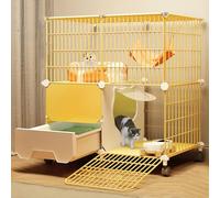 Cat Cage Indoor with Litter Box - Large Exercise Place Ideal for 2 Cats and Small Animals - DIY Cat Playpen