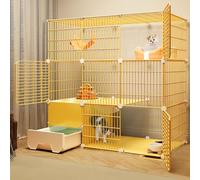 Cat Cage Indoor with Litter Box - Large Exercise Place Ideal for 2 Cats and Small Animals - DIY Cat Playpen