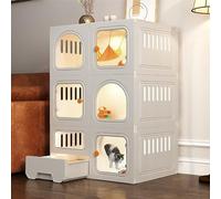Cat Cage Indoor With Pull-Out Litter Box - Extra Large Space For 1-2 Cats, Ferret, Chinchilla, Rabbit - Closed Pet Crate With Cat Door For Small Animals