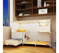 Cat Cage, Large 2-Tier with Litter Box, Odor Resistant, Multi Level, 112 cm L x 39 W 77 H