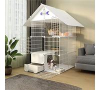 Cat Cage, Large 3-Tier Wire Indoor Cat Cage with Litter Box, Collapsible Design for 1-4 Cats, Easy Assembly and Comfortable Space