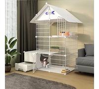 Cat Cage, Large 3-Tier Wire Indoor Cat Cage with Litter Box, Collapsible Design for 1-4 Cats, Easy Assembly and Comfortable Space