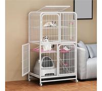 Cat Cage Large DIY Cat Enclosure, DIY Metal Wire Grid Cage, Cat Enclosures Indoor, with Plug-in Door Lock, Encrypted Mesh Pad(White,71x55x137cm)