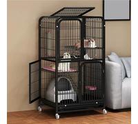 Cat Cage Large DIY Cat Enclosure, DIY Metal Wire Grid Cage, Cat Enclosures Indoor, with Plug-in Door Lock, Encrypted Mesh Pad(Black,71x55x126cm)
