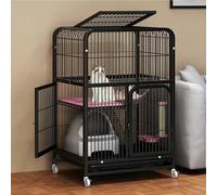 Cat Cage Large DIY Cat Enclosure, DIY Metal Wire Grid Cage, Cat Enclosures Indoor, with Plug-in Door Lock, Encrypted Mesh Pad(Black,71x55x106cm)