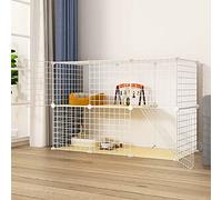 Cat Cage Large DIY Indoor, Cat Playpen for Small Animals, Metal Wire Grid Cage, Cat Enclosure Box, Cat Cabinet, with Cat Nest + Cat Hammock + Pet Bowl + Cat Litter Box + Ladder (Si
