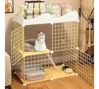Cat Cage, Large Double Indoor Outdoor Pet Fence with Door and Letters, Ideal for Cats and Kittens, Durable Construction for Safe and Comfortable Containment