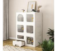 Cat Cage Large With Hidden Cat Litter Box,Cat Condo Pet House With Breathable Fence Panels Cat Villa Cabinet Pet Playpen for Happy Feline Friends Easy to Assemble the Cattery (Color : White, Size :