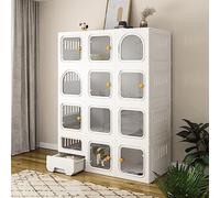 Cat Cage Large With Hidden Cat Litter Box,Cat Condo Pet House With Breathable Fence Panels Cat Villa Cabinet Pet Playpen for Happy Feline Friends Easy to Assemble the Cattery (Color : White, Size :