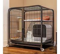 Cat Cage - Metal Square Frame Multi-Layered Pet Exercise Enclosure with Removable Tray for Easy Cleanup