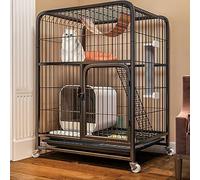 Cat Cage - Metal Square Frame Multi-Layered Pet Exercise Enclosure with Removable Tray for Easy Cleanup