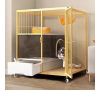 Cat Cage Metal Villa Heavy Duty Cat Playpen Enclosure with Door and Closed Litter Box on Wheels for Indoor and Outdoor Use