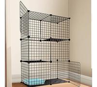 Cat Cage Metal Wire Expandable DIY Cat Cage Outdoor Cat Cage Travel Camping Dog Cage Cat Fence Cat House Easy To Assemble Perfect For Small Animals (Color : Black, Size : 70x35x105cm/27.6x13