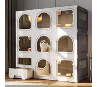 cat cage,Multi-Tier Indoor Cat House with Clear Window, Secure Knob Locks - Safe & Cozy Cat Condo for Active Cats, Durable Design, Perfect for Multi-Cat Households