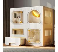 cat cage,Multi-Tier Indoor Cat House with Transparent Window, Secure Knob Locks, Cozy Design for Cats, Spacious & Safe Pet Furniture for Happy Feline Living
