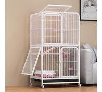 Cat Cage on Wheels Multi-Tier with Removable Tray for Indoor and Outdoor Use, for Multiple Pets