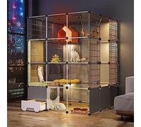 Cat Cage - Outdoor Enclosure for Multiple Cats, 4-Tier Indoor Cat Cage with Litter Box, Easy to Assemble, Ideal for Pets Like Puppies, Ferrets, Hedgehogs