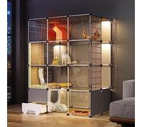 Cat Cage - Outdoor Enclosure for Multiple Cats, 4-Tier Indoor Cat Cage with Litter Box, Easy to Assemble, Ideal for Pets Like Puppies, Ferrets, Hedgehogs
