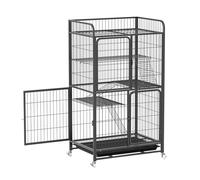 Cat Cage Outdoor Indoor - 4 Tier Cat House with Wheels, Pull-Out Tray, Large Space for 1-2 Cats or Small Animals, 80x54x140cm