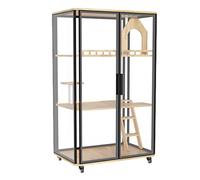 Cat Cage Panoramic glass cat house large space cage practical wooden pet indoor (F)