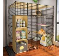 Cat Cage - Pet Cages For Cats For Small Animals,Diy Metal Wire Grid Cage,Pet Indoor Outdoor Exercise Pen Portable Yard Fence For Guinea Pig,Hamster,Chinchillas And Hedgehogs,Black-147 * 111 * 145cm-B