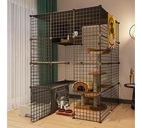 Cat Cage - Pet Playpen Cat Playpen, Cat Pen Exercise Yard Fence Cage with Door and Closed Cat Litter Box Diy Pets Playpen for Small Pets Rabbits Hedgehogs Cat Guinea Pigs