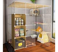 Cat Cage - Pet Playpen Cat Playpen,portable Metal Wire Yard Fence, Small Animal Cage for Indoor Outdoor Use with Cat Cage Accessories, White, 147x75x109cm