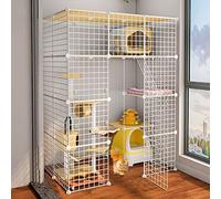 Cat Cage - Pet Playpen Cat Playpen,portable Metal Wire Yard Fence, Small Animal Cage for Indoor Outdoor Use with Cat Cage Accessories, White, 147x75x109cm