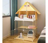Cat Cage Playpen 3-Tier Cat Cages Indoor Large with Storage Shelf, Folding Metal Cat Crate with Roof and Door - DIY Pet Enclosure Large Exercise Place Ideal for 1-3 Cats - 29.5" L×29.5" W×42.9 (Y