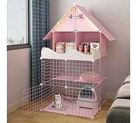 Cat Cage Playpen 3-Tier Cat Cages Indoor Large with Storage Shelf, Folding Metal Cat Crate with Roof and Door - DIY Pet Enclosure Large Exercise Place Ideal for 1-3 Cats - 29.5