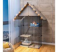 Cat Cage Playpen - Cat Cages Indoor Large Ferret Cage Dog Crates for Small Dogs Cat Outdoor Enclosure Detachable Metal Wire Kennels Cat Hammock Pet Cage Pet Crate - Exercise Place Ideal for (Black 7