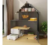 Cat Cage Playpen Cat Crate, Cat Cages with Storage Rack, Closed Cat Litter Box, Exercise Place Ideal, Complete Accessories (Color : Basic, Size : 109 * 39 * 145cm)