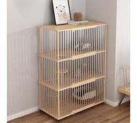 Cat Cage Playpen, Indoor Enclosure with Top Cover, Versatile Cat House on Universal Wheels for Small Animals, Durable Wood Construction