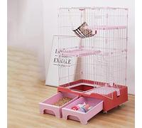 Cat Cage Playpen Kennel Crate Cat House Cat Litter Box and Storage Case in One Pet Enclosure 52 Inchs Height - 360° mobile roller (Color : Pink)