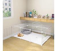 Cat Cage Playpen - Metal Indoor Enclosure for Small Pets, Rabbits, Hedgehogs, and Guinea Pigs - DIY 1-Tier Cat Condo for Safe and Fun Pet Activities