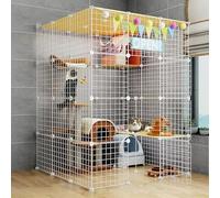 Cat Cage Playpen, Pet Cages for Cats, Large 2/3 Tier Cat Enclosures Cat Kennels, Diy Metal Wire Grid Cage, Large Exercise Place, Easy to Clean,White B-44x44x58