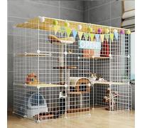 Cat Cage Playpen, Pet Cages for Cats, Large 2/3 Tier Cat Enclosures Cat Kennels, Diy Metal Wire Grid Cage, Large Exercise Place, Easy to Clean (Color : White A, Size : 58x30x43"/147x75x109cm