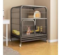 Cat Cage Rabbit Cage Indoor Easy Clean on Wheels with Run and Platform, Includes Drinking Fountain, Grass Nest, and Rack, Easy to Assemble