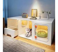 Cat Cage,s Indoor 1-Tier Cat House Simple Cats Patio Thicken Plastic Cats Crates for Indoor with Litter Box for Ferrets Hedgehogs Chicken (White)(White,105 * 45 * 35cm/41 * 18 * 14in)