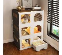 Cat Cage,s Indoor - Cat Pet Fences, Cat Villas, Integrated Toilets with Litter Boxes, Indoor and Outdoor s for Small Animals, Easy Rinse Cleaning, DIY Installation,E