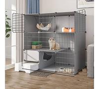 Cat Cage,s Indoor, with Litter Box, DIY Cat Playpen, Large Exercise Place Ideal for Cat,Gray