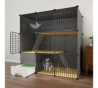 Cat Cage with Cat Litter Box, 3 Tier Large Cat Kennels, Indoor Cat Kennels, DIY Cat Fence for Small Animals, Domest Pet Fence