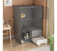 Cat Cage with Cat Litter Box, Cat Cages Indoor 2/3 Tier Cat Crate Pet Cages for Cats, Exercise Place Ideal for 1-3 Cat, A Great Helper For Pet Management And Activities (75x49x109cm)