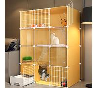 Cat Cage with Cat Litter Box - Cat Cages Indoor Large, 3 Tier Large Cat Kennels, Cat Playpen for Indoor Cats Indoor Diy Cat Playpen for Small Animal, Detachable Metal Wire Kennels