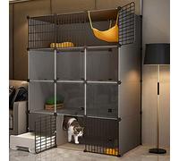Cat Cage with Cat Litter Box - Cat Cages Indoor Large, 3 Tier Large Cat Kennels, Cat Playpen for Indoor Cats Indoor Diy Cat Playpen for Small Animal, Detachable Metal Wire Kennels