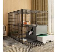 Cat Cage with Cat Litter Box, Cat Playpen - Cat Cage Diy Pets Playpen with Door and Closed Cat Litter Box Luxury Multi-Feature Cat Condo for Small Pets Rabbits Hedgehogs Cat