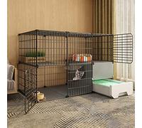 Cat Cage with Cat Litter Box, Cat Playpen - Cat Cage Diy Pets Playpen with Door and Closed Cat Litter Box Luxury Multi-Feature Cat Condo for Small Pets Rabbits Hedgehogs Cat