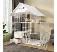 Cat Cage with Cat Litter Box, Cat Playpen, pet cages for cats DIY Pets Playpen Outdoor Exercise Yard Fence Cage with Door and Closed Cat Litter Box Luxury Multi-Feature Cat Condo (Set a 111 * 85 * 14