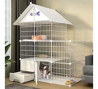 Cat Cage with Cat Litter Box, Cat Playpen, pet cages for cats DIY Pets Playpen Outdoor Exercise Yard Fence Cage with Door and Closed Cat Litter Box Luxury Multi-Feature Cat Condo